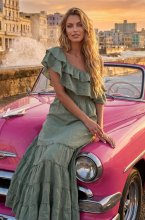 Blond Hour - Aria Linen Offshoulder Maxi dress - Khaki