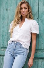 Blond Hour - Bloom Linen Blouse - White