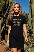 Blond Hour - Champagne t-shirt Dress - Black Gold