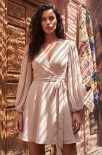 Blond Hour - Riviera Short Wrap Dress - Sand