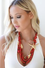 Mixed Brands - Necklace large seastar 666-1400 - Red