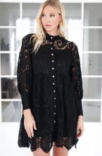 Mixed Brands - Lace dress with buttons 6443 - Black