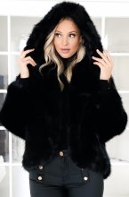 Mixed Brands - Fake fur jacket with hood M08 - Black