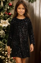 Mixed Brands - Children's Dress Sequins 3281A - Black