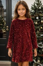 Mixed Brands - Children's Dress Sequins 3281A - Burgundy