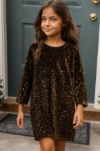 Mixed Brands - Children's Dress Sequins 3281A - Choco