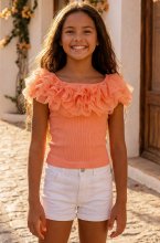 Mixed Brands - Top with Ruffles 24F036 - Coral