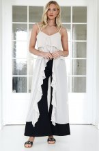 Mixed Brands - Long frill top 10233 - Beige