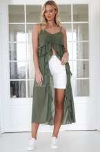 Mixed Brands - Long frill top 10233 - Khaki