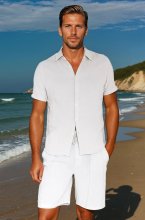 Mixed Brands - Short sleeve Cotton Shirt 219818 - Beige