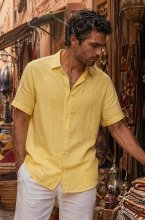 Mixed Brands - Short Sleeve Linen Shirt 2716 - Yellow
