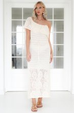 Mixed Brands - Openwork Strapless Dress SBE12824 - Ecru