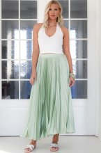Mixed Brands - Elegant Maxi skirt pleated 24113 - Vert Sauge