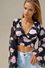 Mixed Brands - Top 2520 - Black Flowers