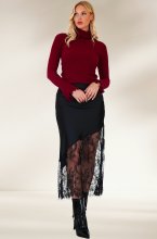 Mixed Brands - Satin skirt with lace 3278 - Black