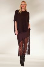 Mixed Brands - Satin skirt with lace 3278 - Choco