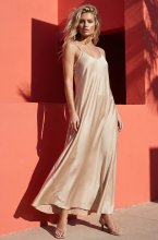 Mixed Brands - Long Satin Dress 13133BC - Beige
