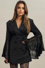 Mixed Brands - Lace Detailed Blazer 10519 - Black