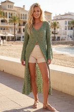 Mixed Brands - Long Knitted Cardigan H8466 - Khaki