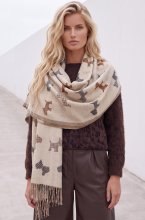 Mixed Brands - Scarf with Dogs RE-SQ04 - Beige