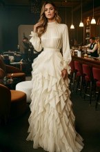 Mixed Brands - Maxi Dress with Frills 12005 - Beige