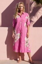 Mixed Brands - Shirt Dress with Flowers 1985-17 - Cerise