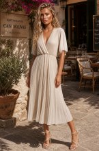 Mixed Brands - Pleated Long Dress 6752 - Beige