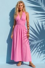 Mixed Brands - Halterneck Dress CH273 - Pink