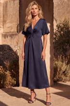 Mixed Brands - Satin Wrap Dress D28735 - Navy