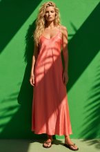 Mixed Brands - Viscose Maxi Dress 0538 - Coral