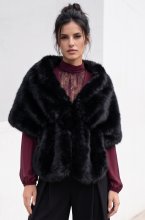 Mixed Brands - Fake Fur Scarf wide F40771/MZ10 - Black