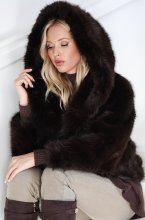 Mixed Brands - Fake fur jacket with hood M08 - Brown