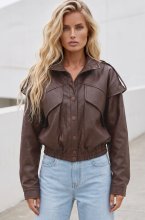 Mixed Brands - Faux Leather Jacket WE1010 - Brown