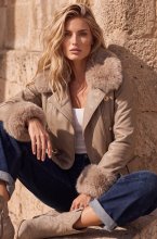 Mixed Brands - Faux Fur Vegan Jacket XS262003 - Taupe