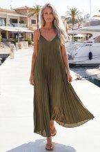 Mixed Brands - Long Plisse Dress 18950 - Khaki