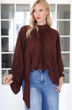 Mixed Brands - Plisse Blouse 24037 - Choco