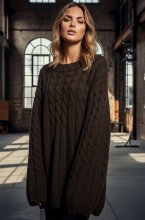 Mixed Brands - Cable Knit Wool Sweater MG0109 - Choco