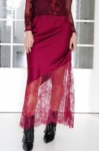Mixed Brands - Satin skirt with lace 7250 3278- Bordeaux