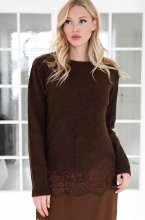 Mixed Brands - Sweater with Lace A3086 - Brown