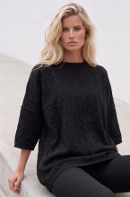 Mixed Brands - Top with leaf pattern LR03290 - Black