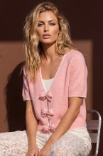 Mixed Brands - Cardigan with Three Bows M1149 - Rose/White