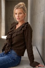 Mixed Brands - Knitted Frill Sweater RY620 - Brown