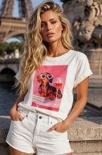 Mixed Brands - Sausage Dog with Wine Tshirt A4305-J4 - White