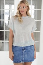 Mixed Brands - Knitted Short Sleeve Kid Mohair Top LU1184 - Blue