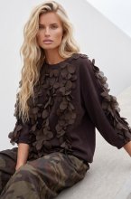 Mixed Brands - Short sleeve top floral LR03268 - Dark Brown
