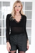 Mixed Brands - Top V-neck Lace LD3557 - Black