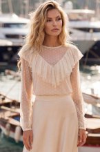 Mixed Brands - Top with lace and dotted mesh 505259 - Creme