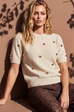 Mixed Brands - Top with hearts SH739P - Taupe