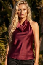 Mixed Brands - Satin Halter Top L5M285 - Burgundy