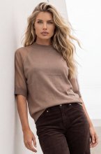 Mixed Brands - Short Sleeve Top with Tulle Sleeves LR03280 - Brown